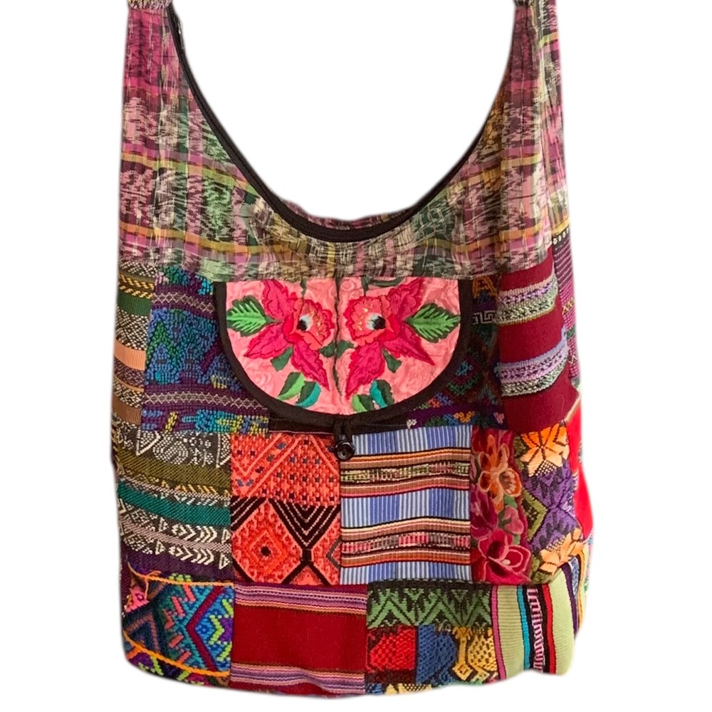 Bohemian Patchwork Embroidered Multicolored Large… - image 1